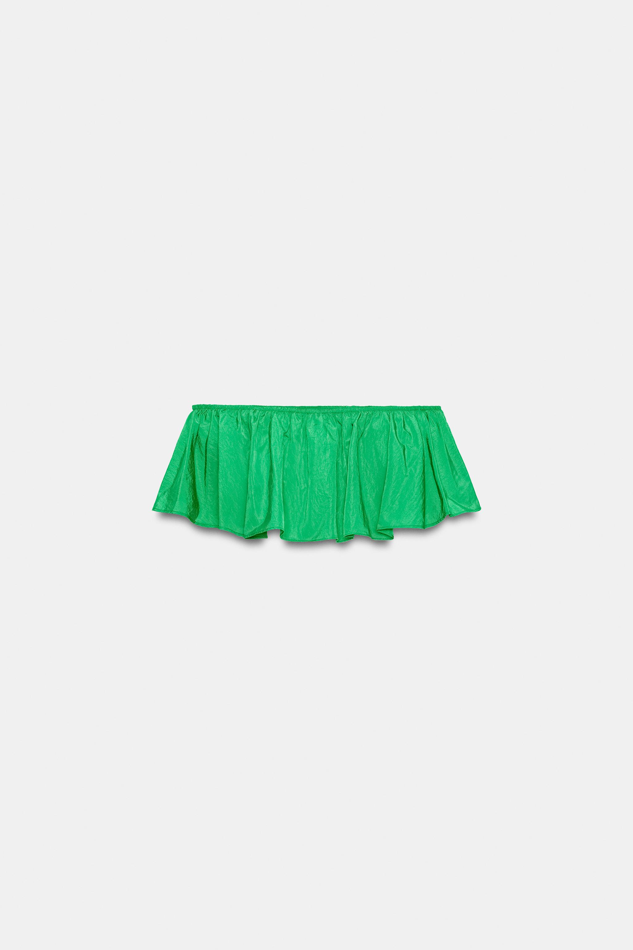 TOP BANDEAU EN TAFFETAS À VOLANT